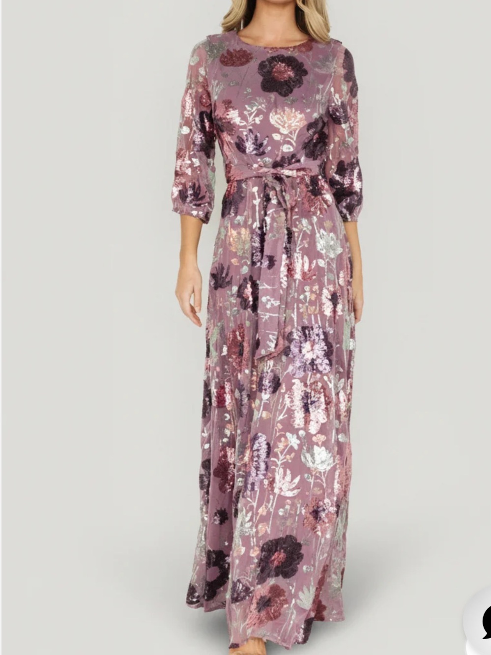 Baltic Born Destiny Sequin Floral Maxi Dress Purple M Wedding